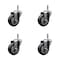 Service Caster 3.5'' Thermo Rubber Wheel Swivel 7/16'' Grip Ring Stem Caster Set, 4PK SCC-GR20S3514-TPRB-716138-4 - alternate 1
